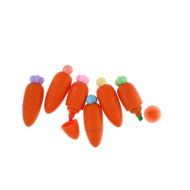 Lot de 6 surligneurs carottes