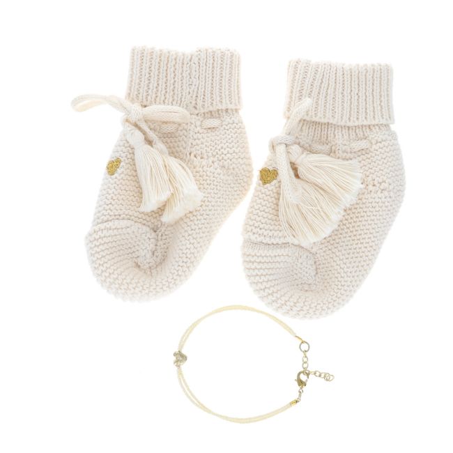Boîte coffret naissance chaussons et bracelet