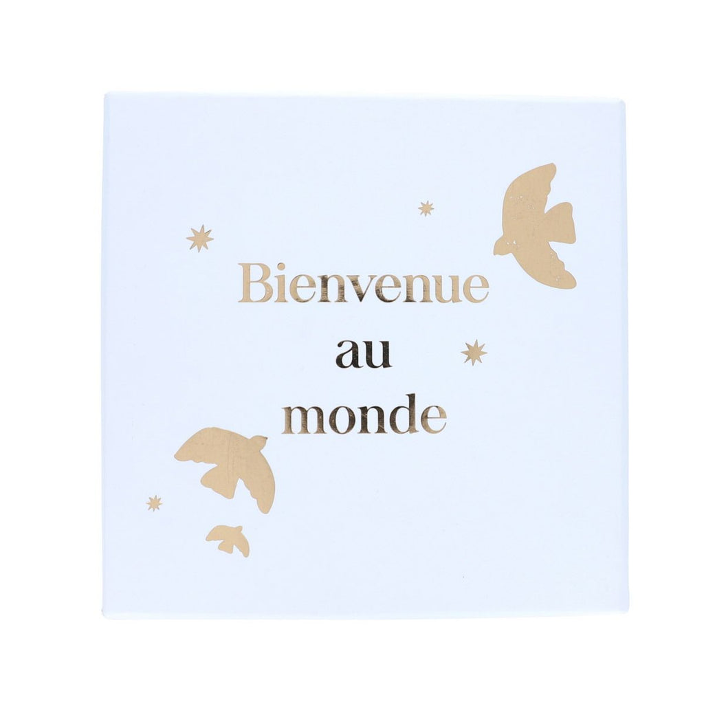 Boîte coffret naissance chaussons et bracelet