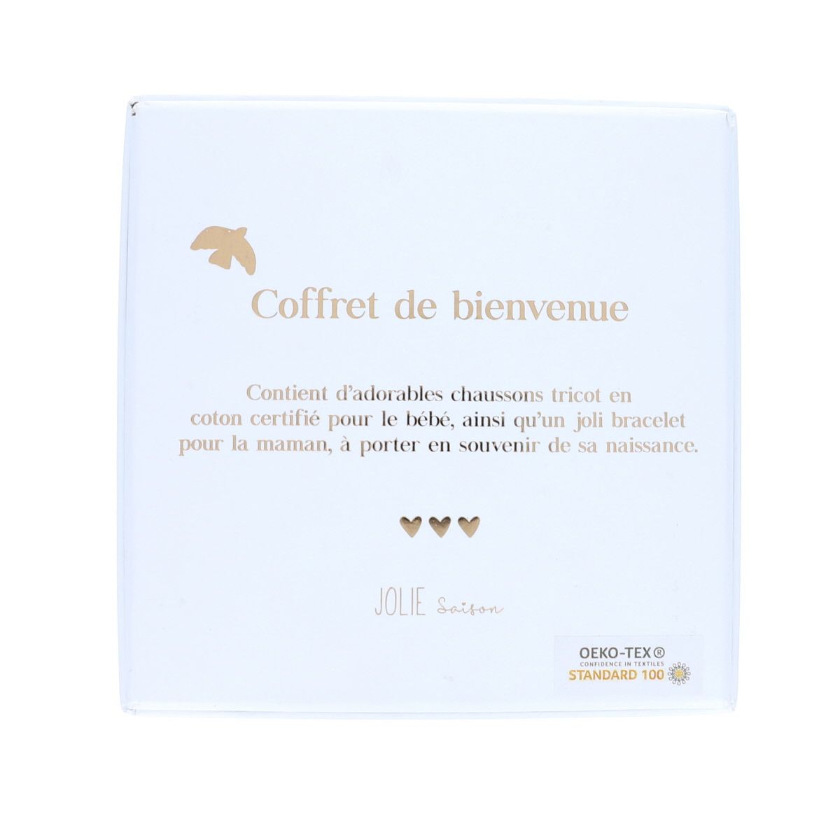 Boîte coffret naissance chaussons et bracelet