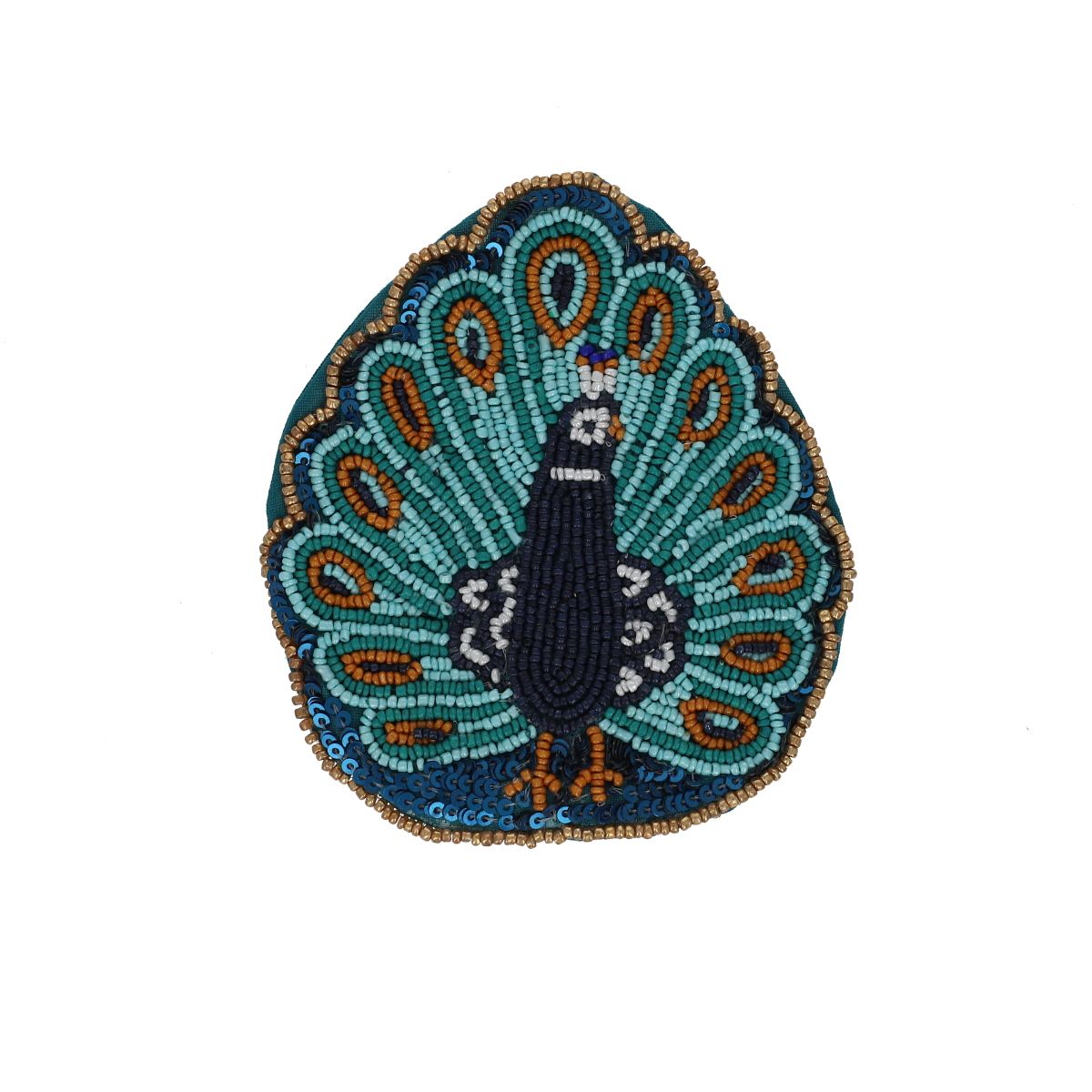Porte-monnaie perles paon