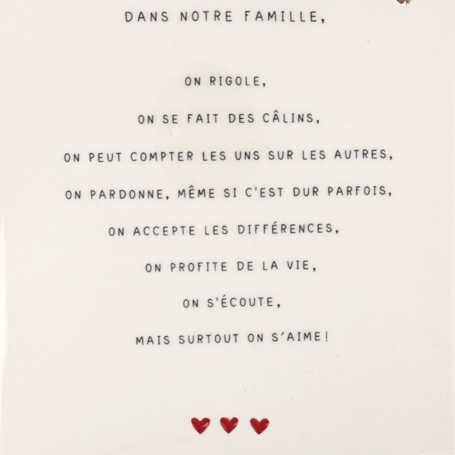 Plaque dans notre famille