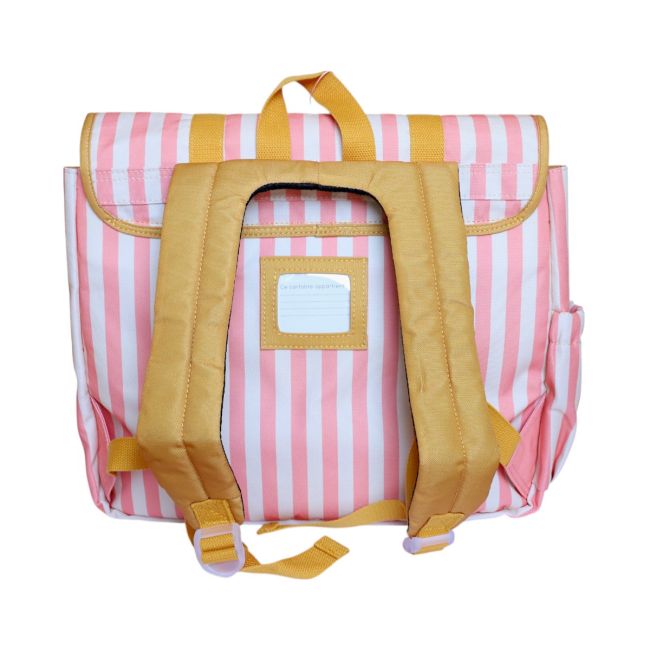 Cartable école rayé rose