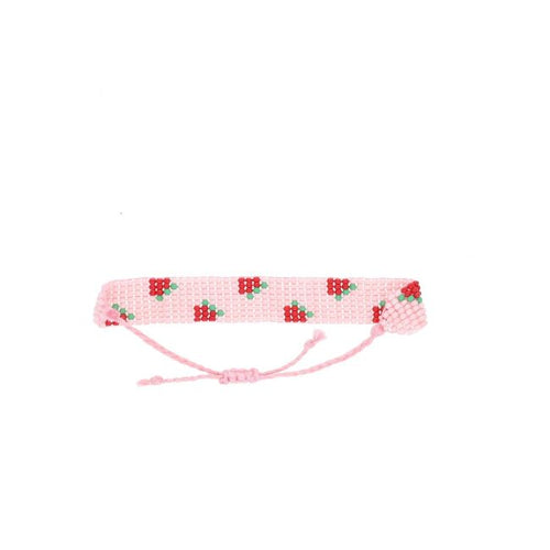 Bracelet en perles tissées fraises