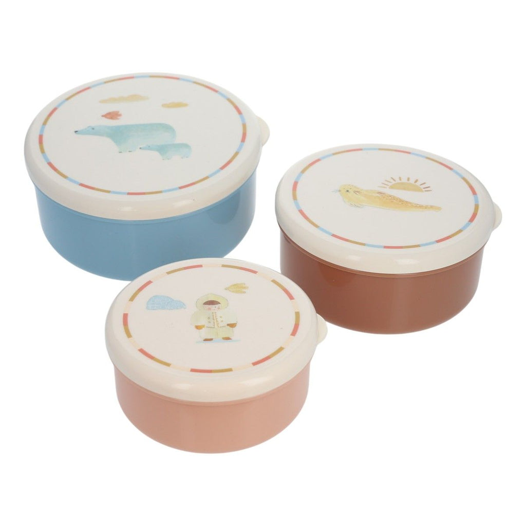 Lot de 3 boîtes à goûter rondes - Inuit