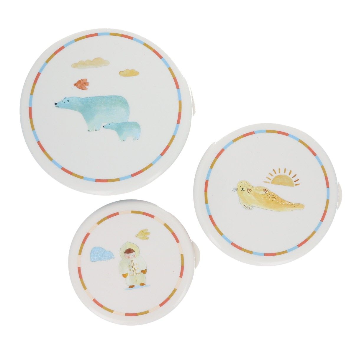 Lot de 3 boîtes à goûter rondes - Inuit