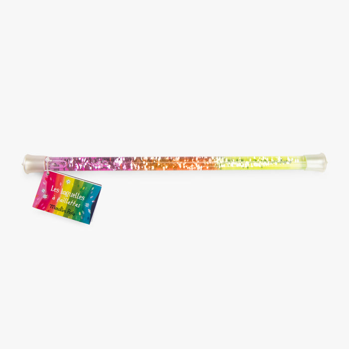 Baguette à paillettes rose et jaune