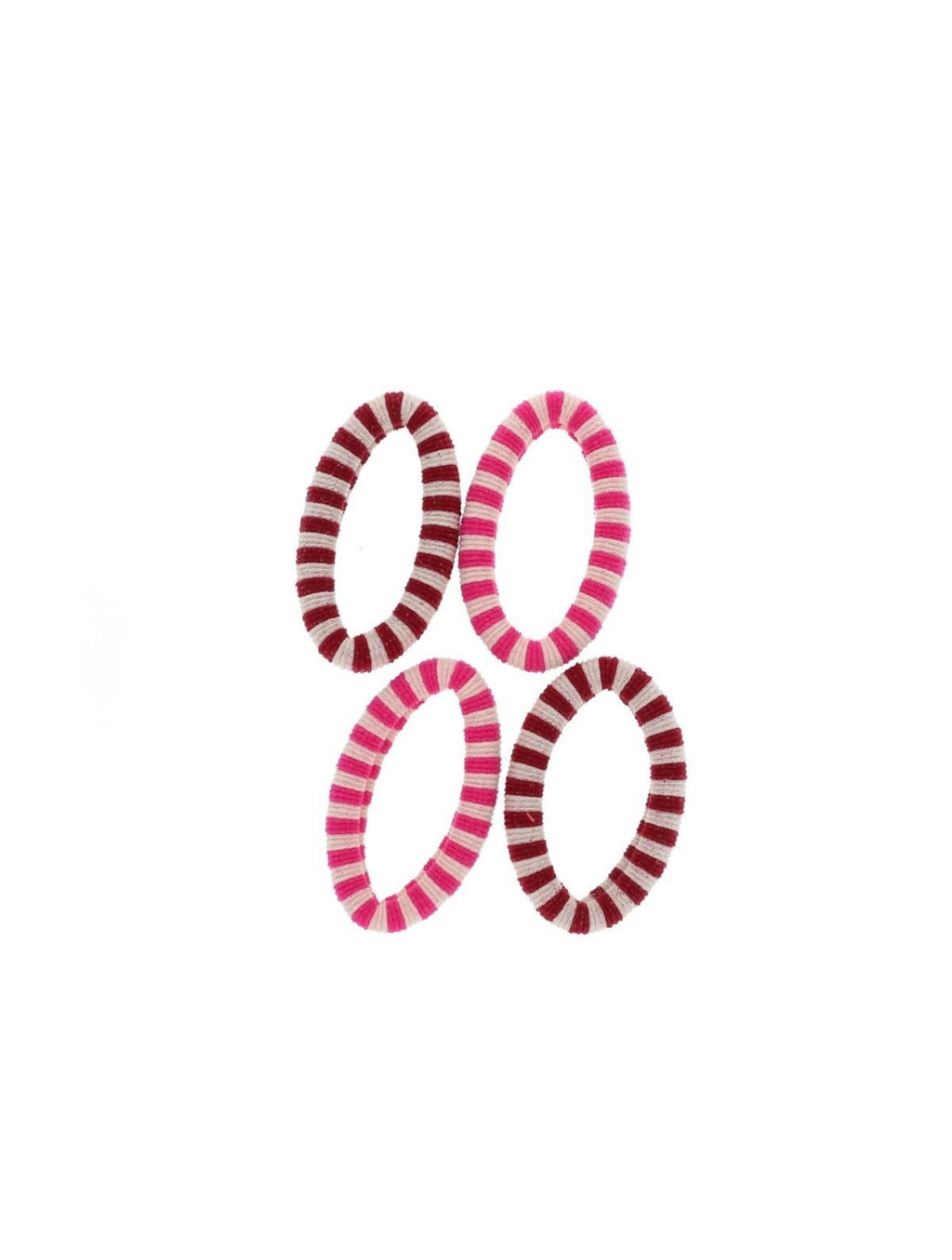 Lot de 4 élastiques rayés rose et bordeaux