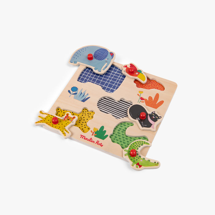 Puzzle encastrable en bois 5 animaux
