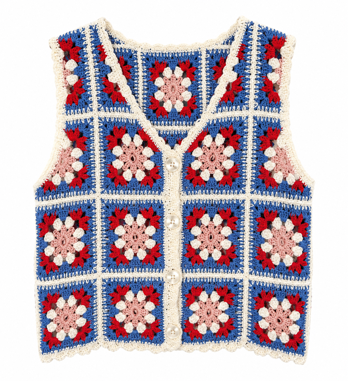 Gilet crochet G03 bleu