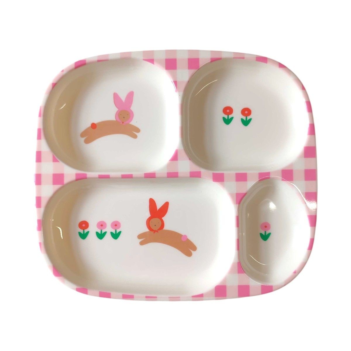 Assiette à compartiments lapin rose