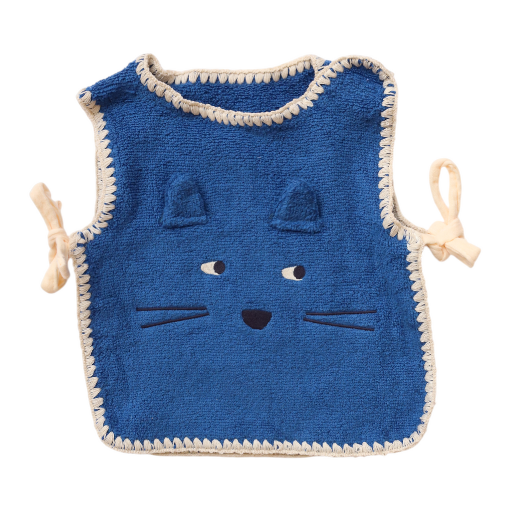 Bavoir tablier bleu loup