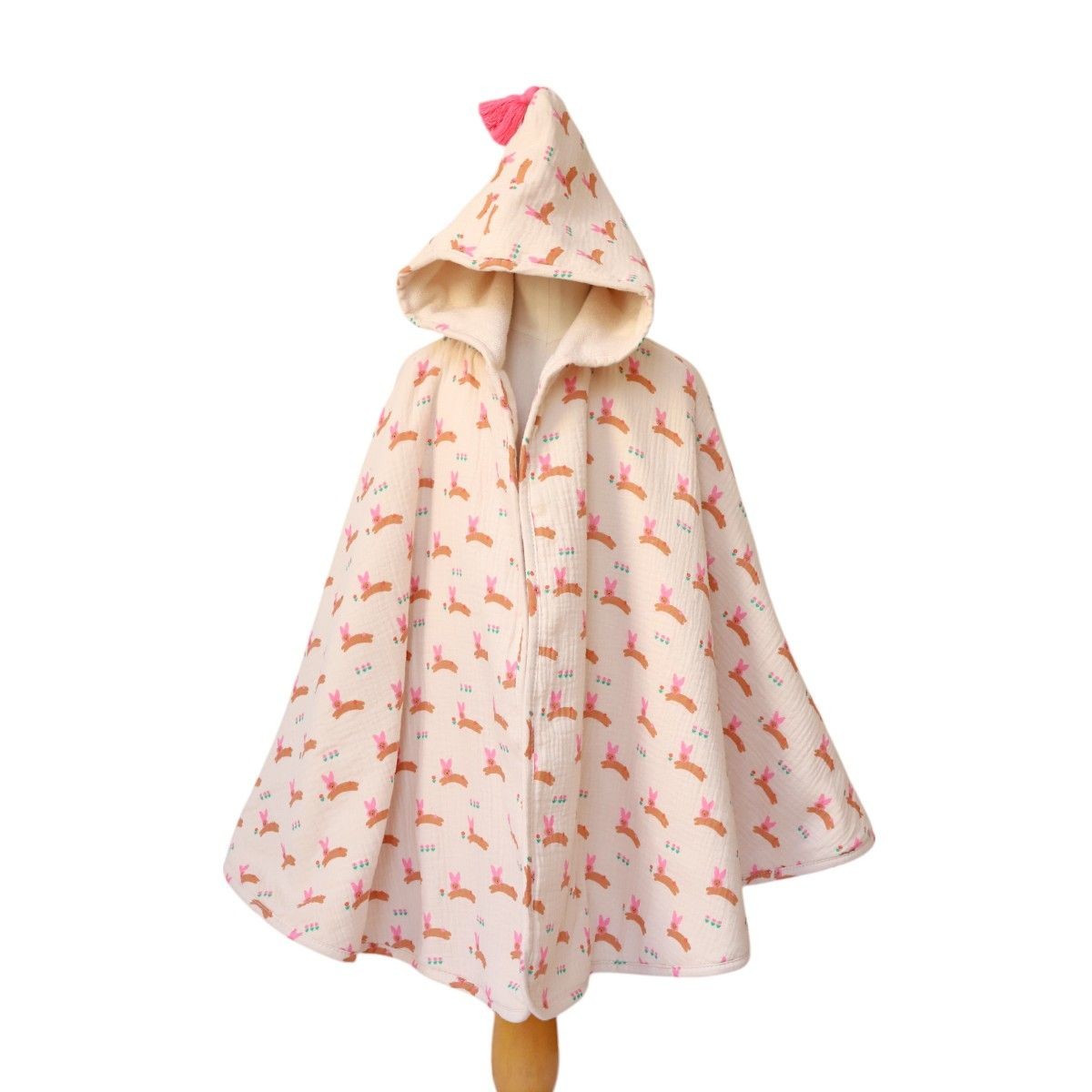 Cape de bain lapin rose