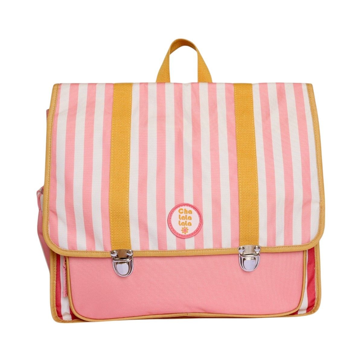 Cartable école rayé rose