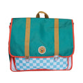 Cartable école vert et damier