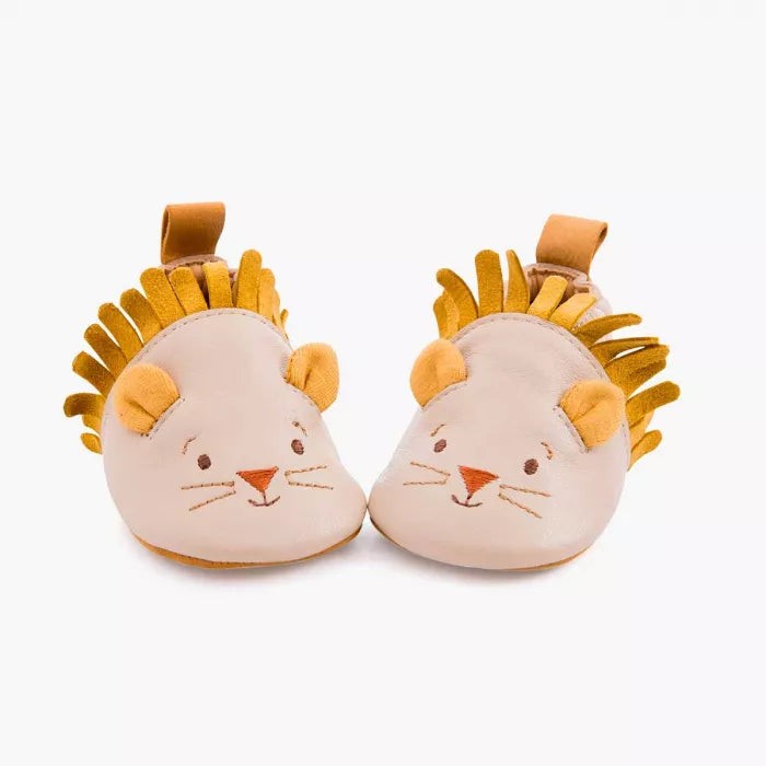 Chaussons cuir lion beige 0-6 mois