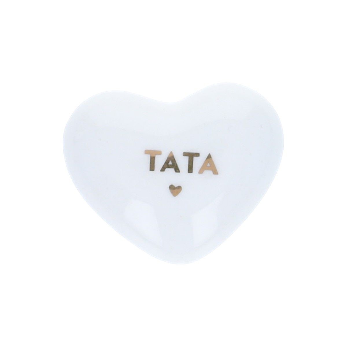 Cœur en céramique blanc et doré "Tata"