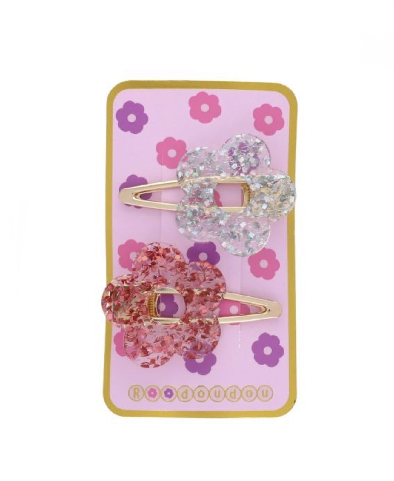 Lot 2 barrettes glitter fleur