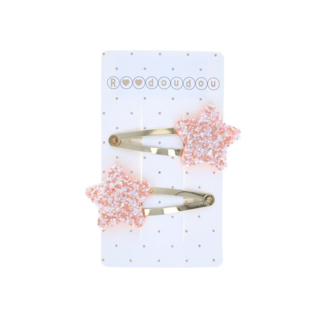 Lot de 2 barrettes étoiles pêche