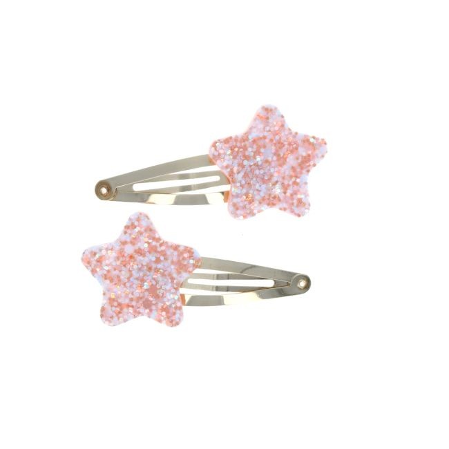Lot de 2 barrettes étoiles pêche