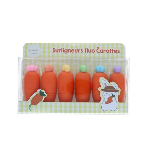 Lot de 6 surligneurs carottes
