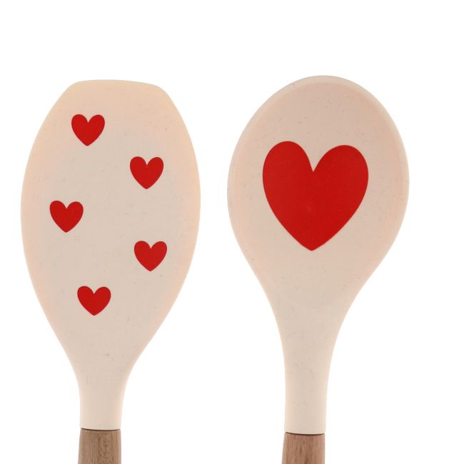 Lot de 2 ustensiles cœur rouge